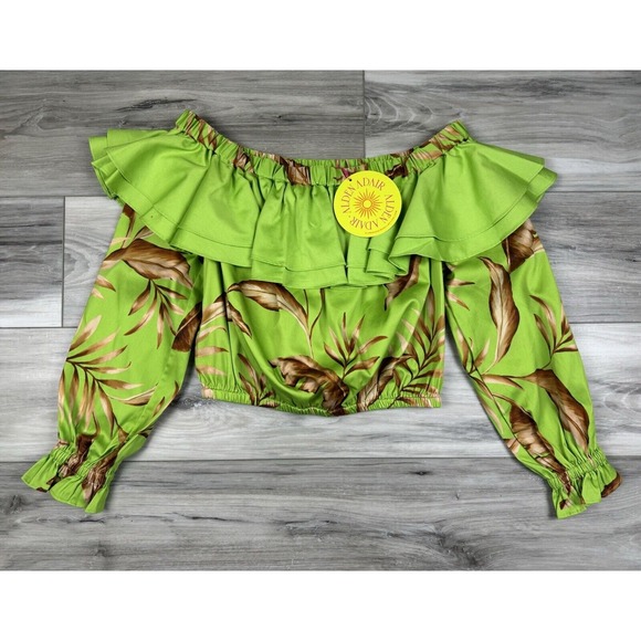 ALDEN ADAIR Sophia Palma Set Hi-Low Maxi Skirt Ruffle Cropped Blouse Resort NEW - Picture 8 of 16